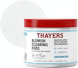 Thayers Blemish Clearing Acne Pads, Salicylic Acid Acne Treatment for Face, Pore Reducing, Exfoliating, and Soothing Skincare, Witch Hazel Toner Pads, 60 Ct