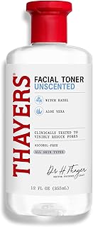 THAYERS Alcohol-Free, Hydrating, Unscented Witch Hazel Facial Toner with Aloe Vera Formula, Vegan, Dermatologist Tested and Recommended, 12 Oz (Packaging May Vary)