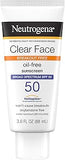 Neutrogena Clear Face Sunscreen Lotion for Acne-Prone Skin, Broad Spectrum SPF 50, Sunscreen for Face & Oily Skin, Oil-,Fragrance- & Oxybenzone-Free, Water Resistant, Matte, Unscented, 3 Fl Oz