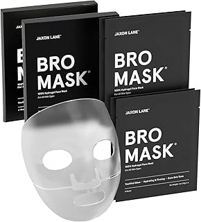 JAXON LANE BRO MASK Premium Korean Face Mask for Men (4 x 1 Pack) - Anti Aging Sheet Masks w/Hydrogel, Vitamin C, Hydrolyzed Collagen, & Hyaluronic Acid - Perfect Skin Care for Men