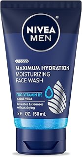 NIVEA MEN Maximum Hydration Face Wash, Face Wash with Provitamin B5 and Aloe Vera, Refreshes and Cleanses without Drying, 5 Fl Oz Tube