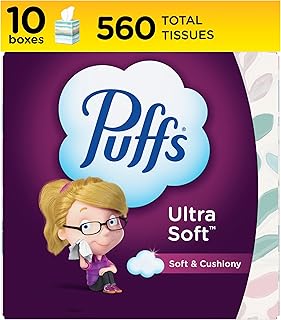 Puffs Plus Lotion Facial Tissues, 4 Family Boxes, 124 tissues per box