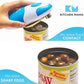 Kitchen Mama Auto Electric Can Opener – Cordless, Battery-Operated, One-Touch with Smooth Edge Lid Removal (Sky Blue)