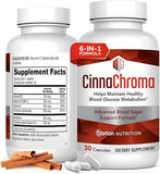 CinnaChroma Cinnamon Supplement – 30 Capsules – 10:1 Extract with Chromium, Vanadium, Selenium, Vitamin D3 & K2 – Natural Blood Sugar Support & Sugar Blocker – 1 Month Supply