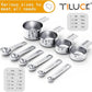 TILUCK 10‑Piece Stainless Steel Measuring Cups & Spoons Set – 4 Cups + 6 Spoons, Engraved Sizes, Stackable & Dishwasher Safe