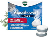Vicks, VapoShower Plus, Shower Steamers, Eucalyptus Shower Steamer & Menthol Scent, Clean Dissolving Vapor Shower Tablets, Aromatherapy Shower Steamer & Shower Bombs, 12 count