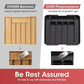 Aujen Silverware Organizer - Expandable Kitchen Drawer Organizer, Adjustable Utensil Organizer, Cutlery Tray for Forks, Knives, Multipurpose Kitchen Organizers and Storage Solution, Black, Medium