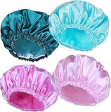 Shower Caps for Women, 4 PCS Elastic and Reusable Bath Caps, Double Waterproof Layers Shower Cap, Bathing Shower Caps, Environmental Protection Hair Bath Hat - Solid Color