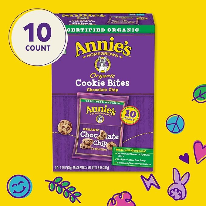 Annie's Organic Chocolate Chip Cookie Bites, 10 Pouches, 10.5 oz