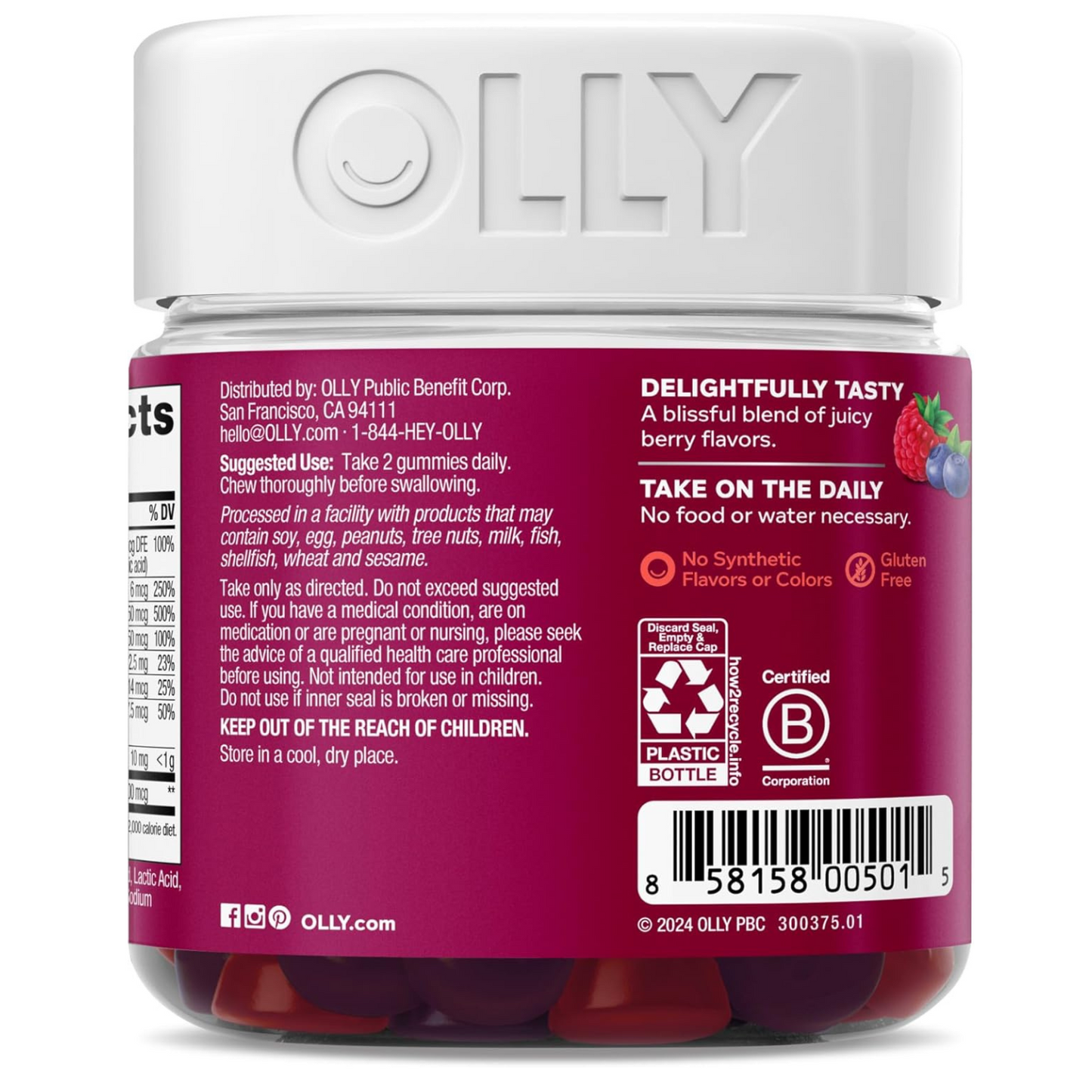 OLLY Women's Multivitamin Gummies – Blissful Berry Flavor 🍓💜