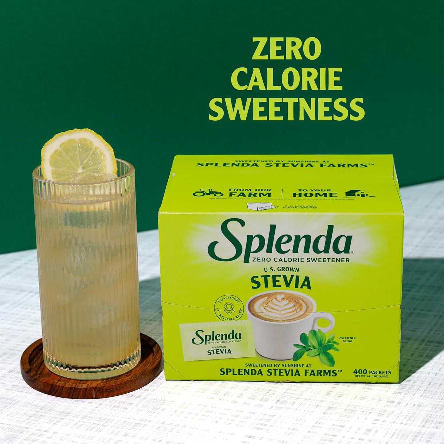 SPLENDA Stevia Zero Calorie Sweetener, Sugar Substitute Packets, 400 Count (Pack of 1)