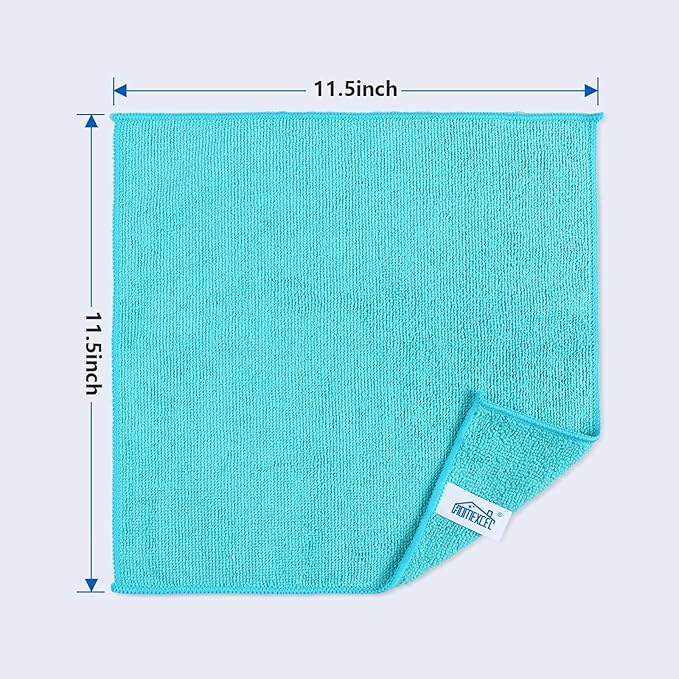 HOMEXCEL Microfiber Cleaning Cloths – 12 Pack, 11.5"x11.5" Cleaning Towels, Reusable Cleaning Rags for Home & Kitchen (Green/Blue/Yellow/Pink)