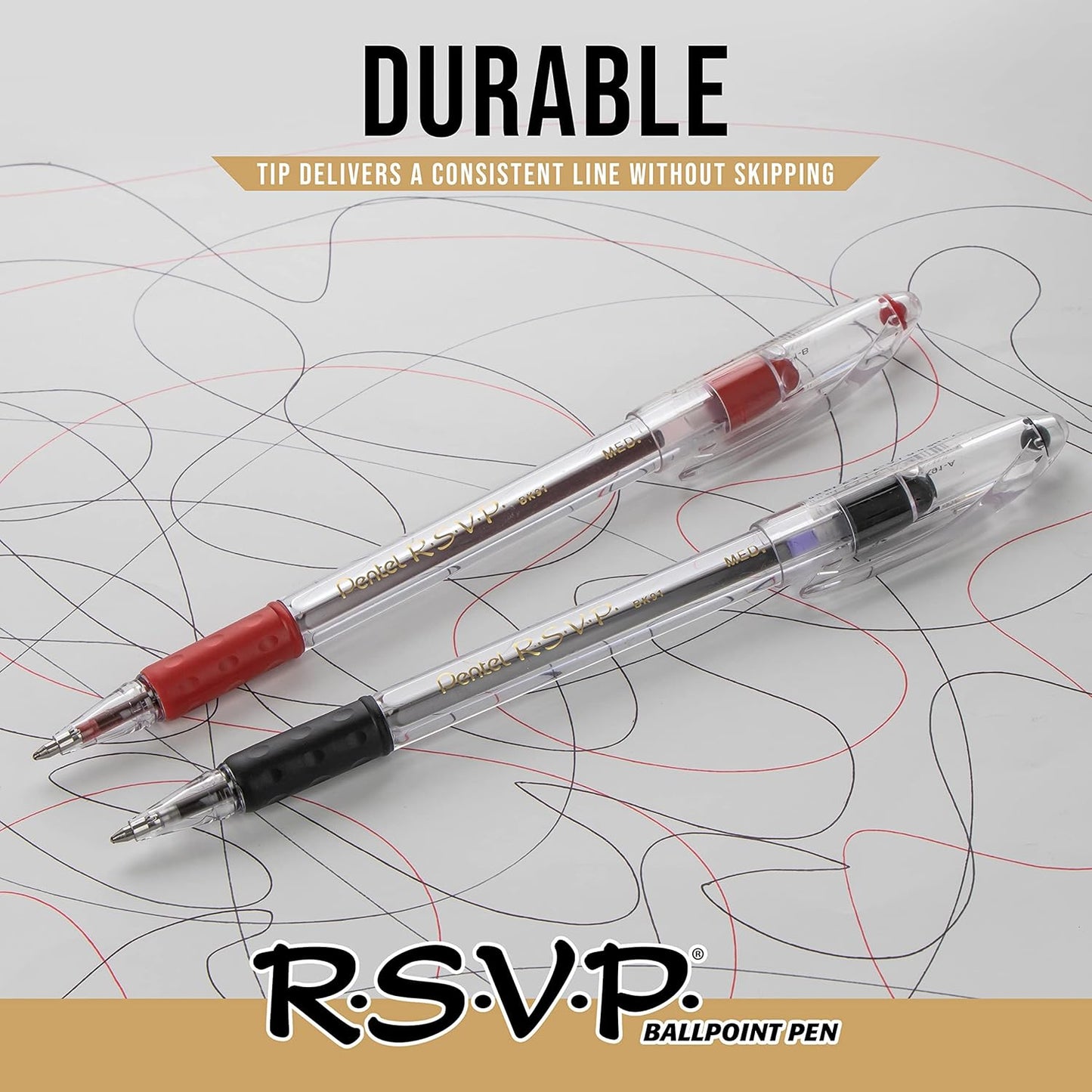 Pentel RSVP Ballpoint Pen 0.7 mm – Red Ink, Fine Line, Pack of 5