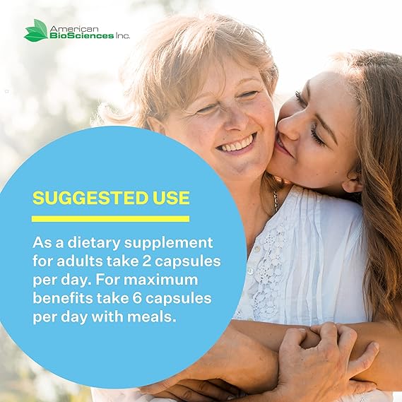 Woman hugging a child with a supplement label overlay