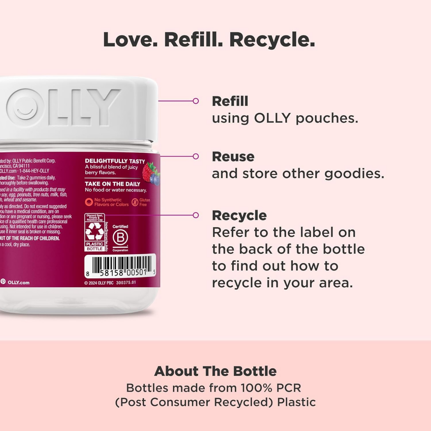 OLLY Women's Multivitamin Gummies – Blissful Berry Flavor 🍓💜