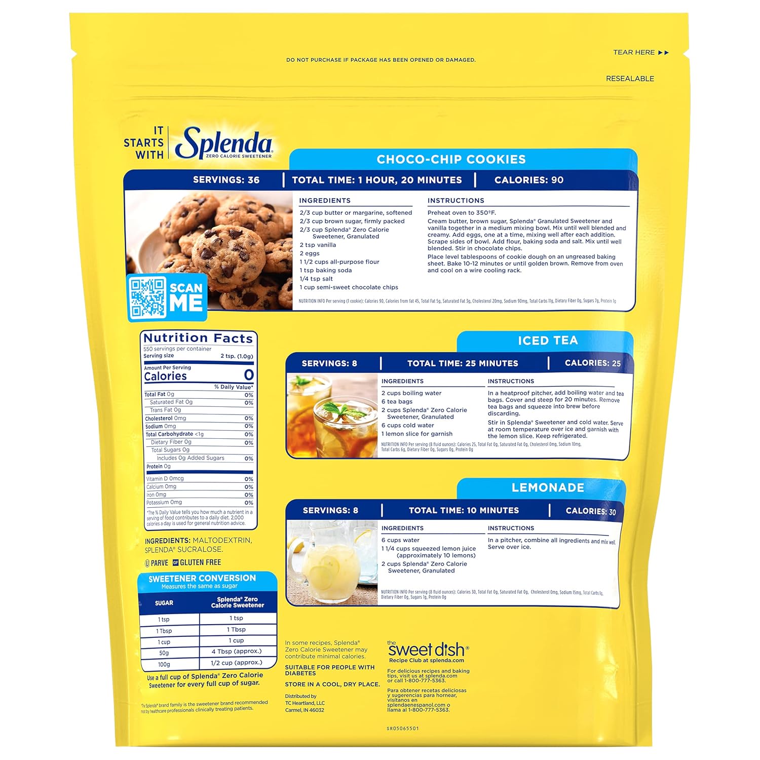 Splenda Zero Calorie Sweetener – Granulated Sugar Substitute Resealable Twin Pack, 25.22 oz 💛🍬