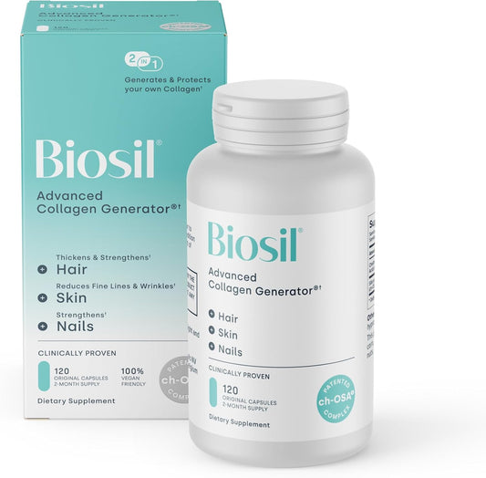 Biosil Collagen Generator - 120 Original Capsules - with Patented ch-OSA Complex - Generates & Protects Your Own Collagen - GMO Free - 60-Day Supply
