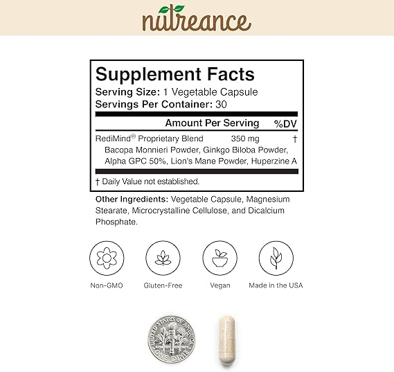 Natural Cognitive Enhancement Capsules – Non-GMO, Vegan & Gluten-Free Brain Support Supplement