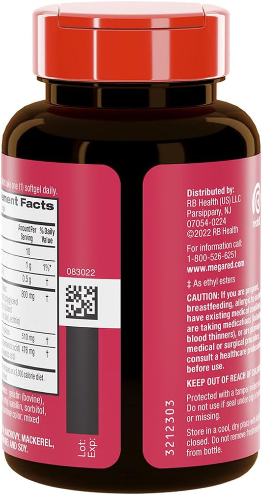 MegaRed 6X Advanced Absorption Omega 3 Fish Oil Supp.500mg 80 Softgels