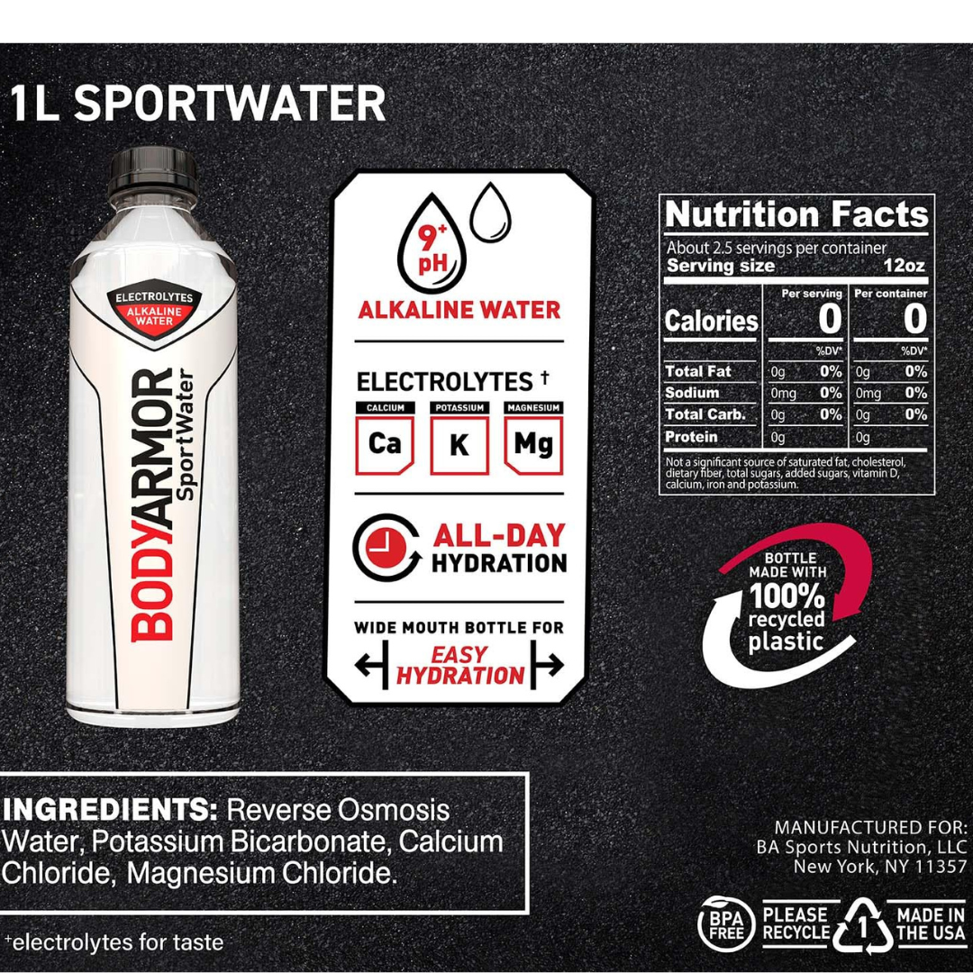 SportWater Alkaline Water, Superior Hydration, High Alkaline Water pH 9+, Electrolytes, Perfect for your Active Lifestyle, 700mL (Pack of 24)