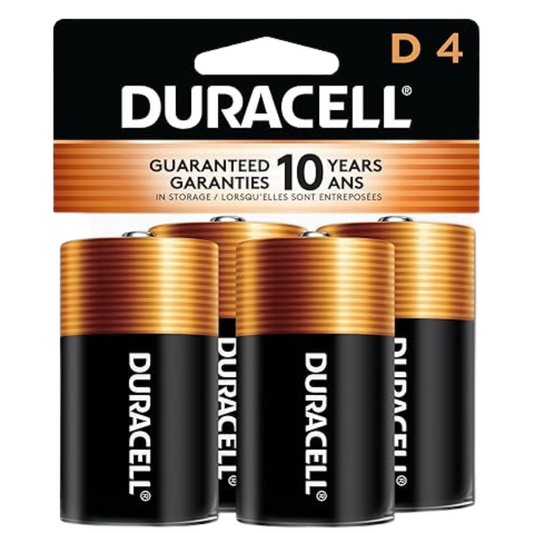 Duracell Coppertop D Batteries – 4 Pack | Reliable Long-Lasting Alkaline D Batteries for Household & Office Devices