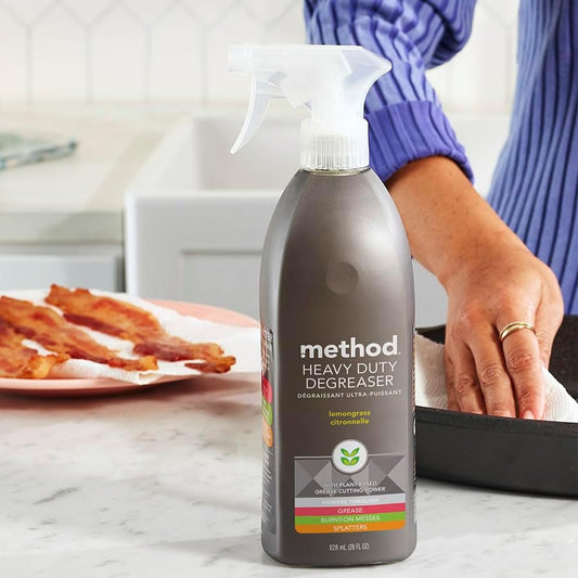 Method Heavy Duty Degreaser – Lemongrass Scent, 28 oz Spray | Tough on Grease, Plant-Based Cleaner