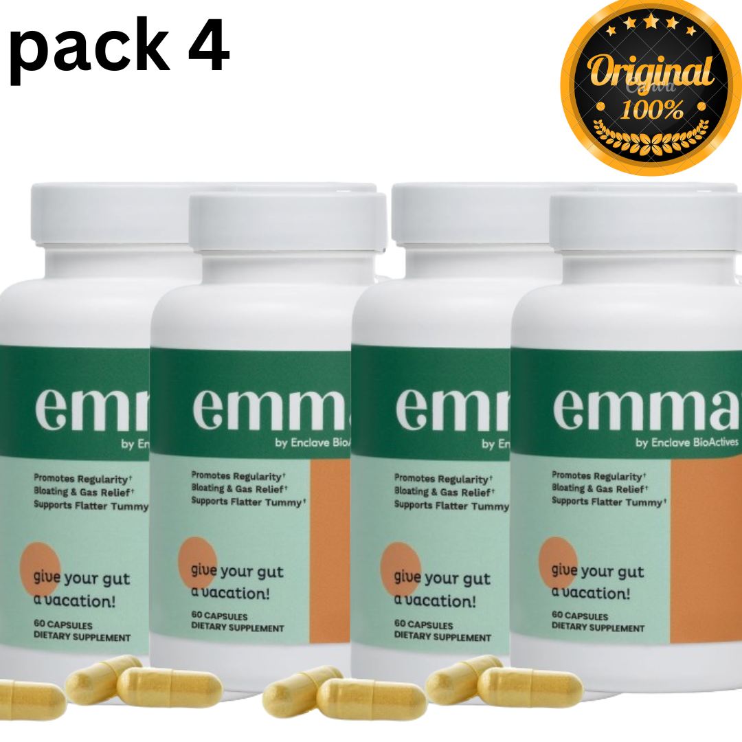🩵 Emma Gut Health – 4 Pack (120 Capsules Each) | Gas & Bloating Relief • Constipation Support • Gut Cleanse & Restore Digestion