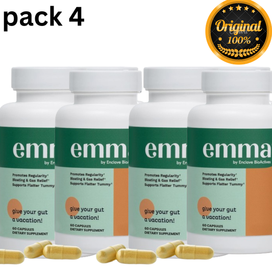🩵 Emma Gut Health – 4 Pack (120 Capsules Each) | Gas & Bloating Relief • Constipation Support • Gut Cleanse & Restore Digestion