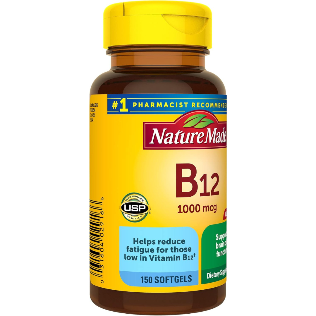 Nature Made Vitamin B12 1000 mcg, Dietary Supplement for Energy Metabolism Support, 150 Softgels, 150 Day Supply