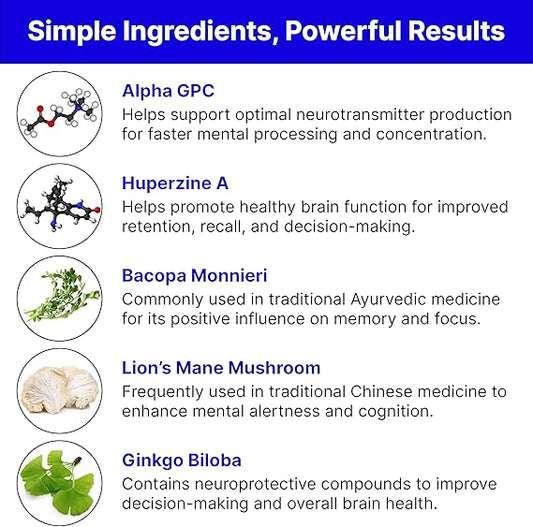Natural Cognitive Enhancement Capsules – Non-GMO, Vegan & Gluten-Free Brain Support Supplement