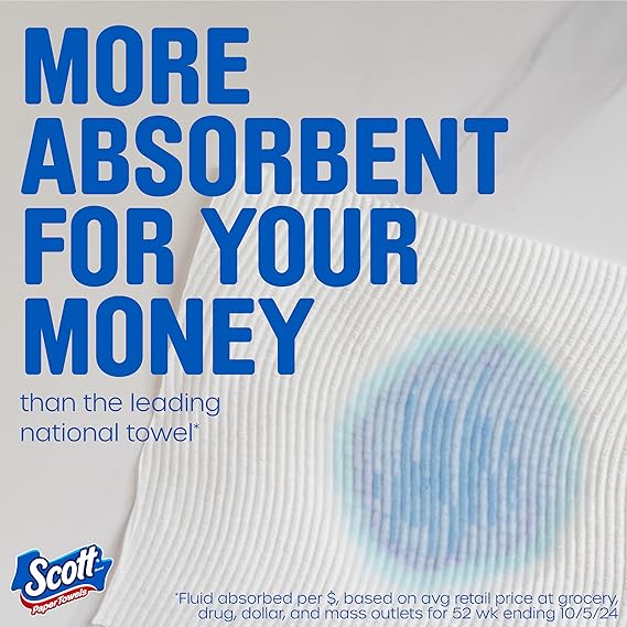 Scott Paper Towels – Choose-A-Sheet, 6 Double Rolls (108 Sheets per Roll) – Strong, Absorbent & Everyday Household Cleaning Rolls