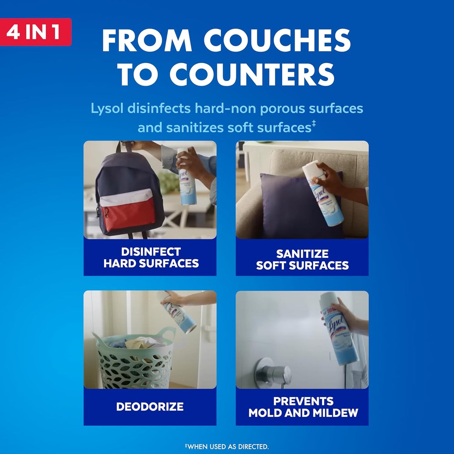 Lysol Disinfectant Spray – Crisp Linen Scent, 19 fl oz (Pack of 2) | Kills 99.9% of Germs & Eliminates Odors