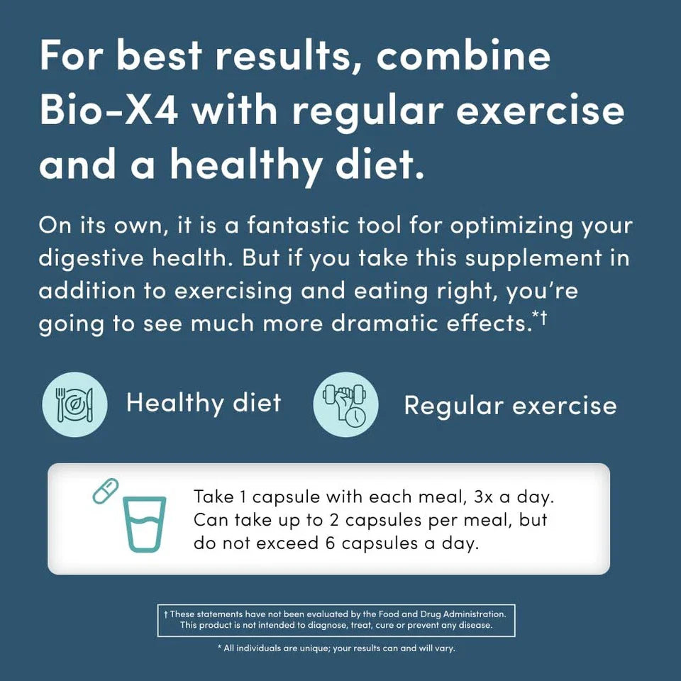 Supplement information card with text on a blue background
