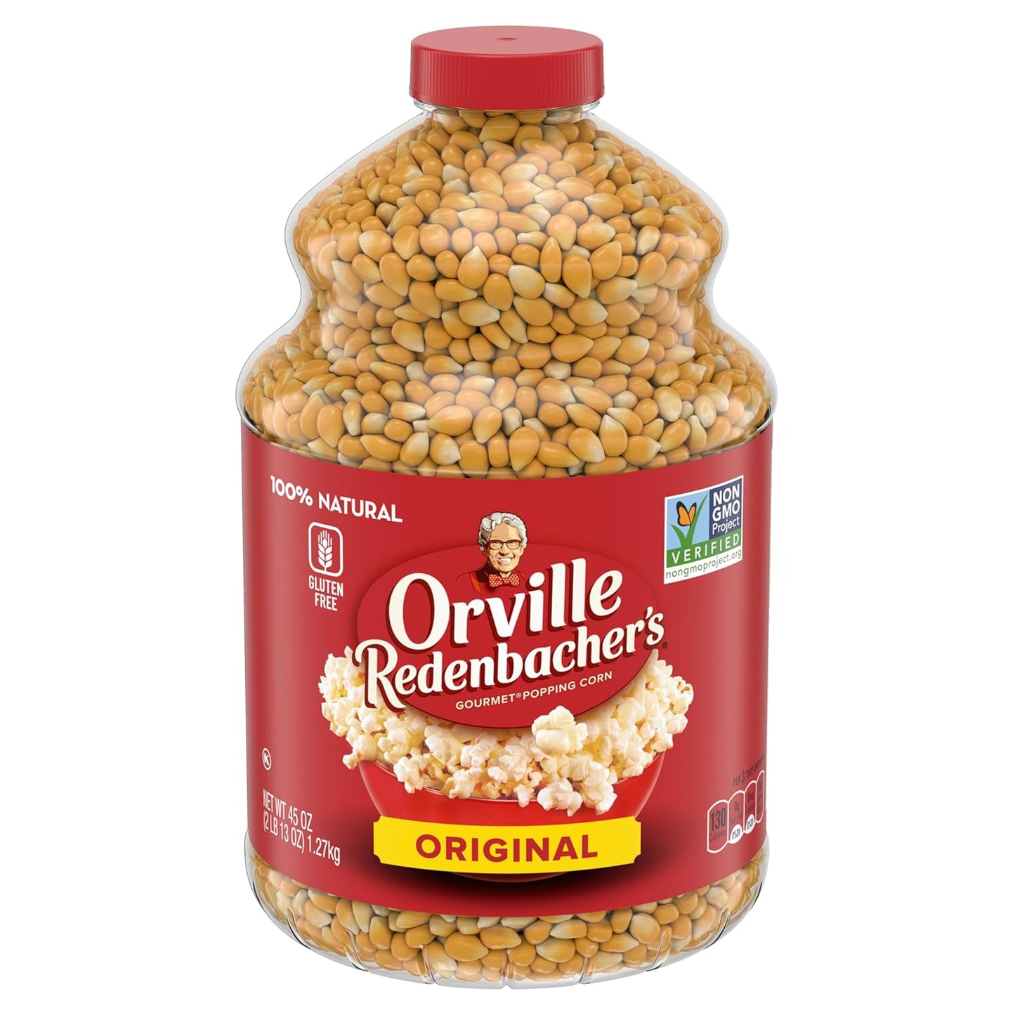 Orville Redenbacher’s Gourmet Popcorn Kernels 45 oz – Original Yellow, 100% Whole Grain, Non‑GMO, 6‑Pack