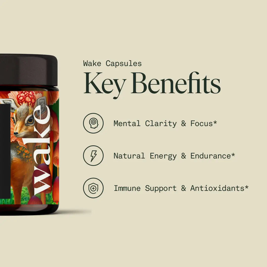 Wake Capsules | Natural Energy, Focus & Mood Support | Caffeine-Free Daily Performance Boost ⚡🌿