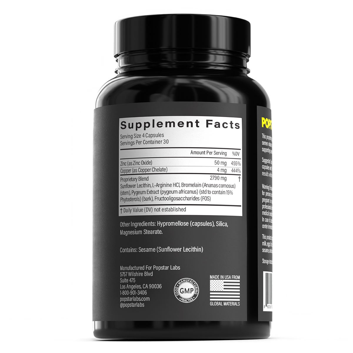 POPSTAR Semen Volume Supplement – 120 Vegan Capsules for Men’s Semen Health, Taste & Volume