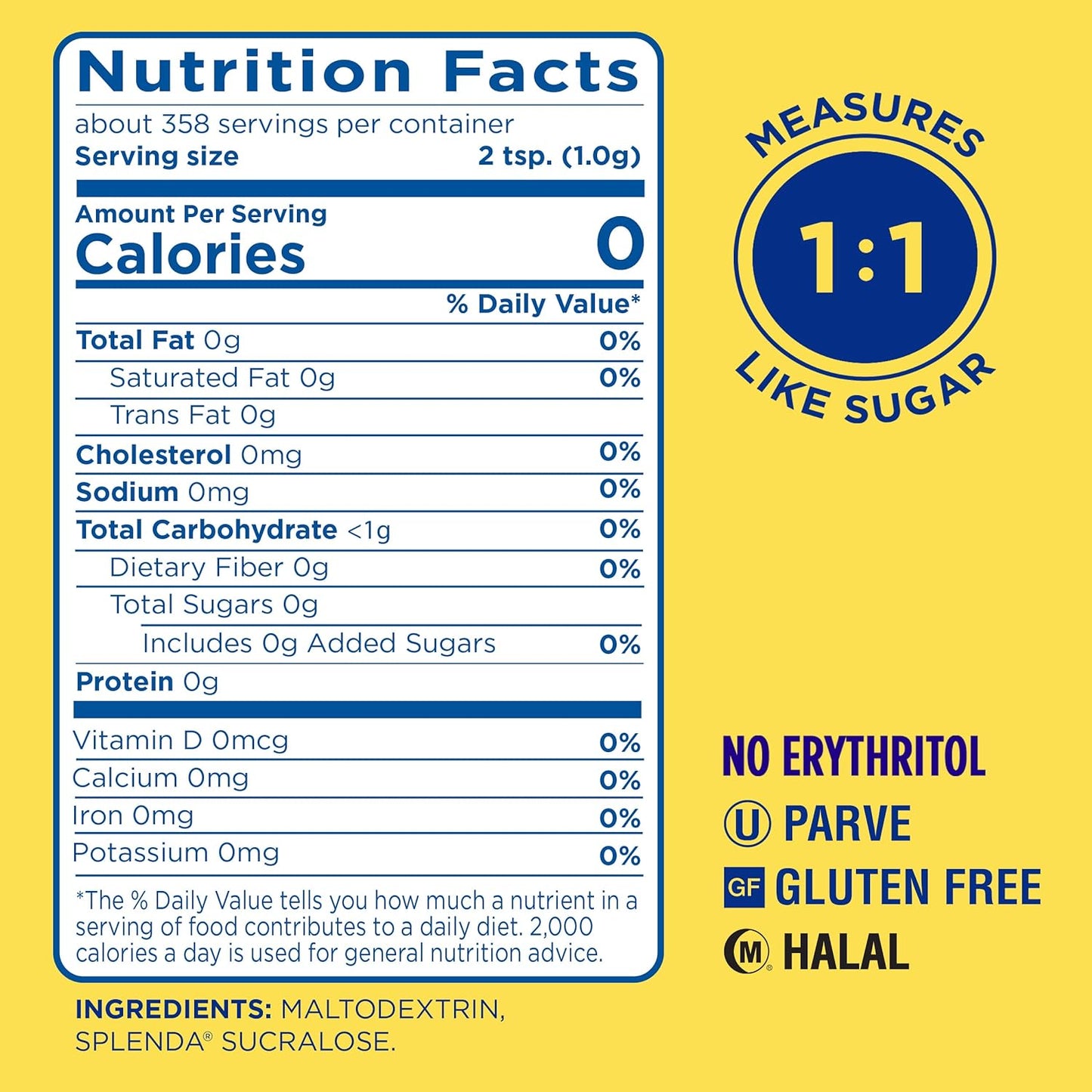 Splenda Zero Calorie Sweetener – Granulated Sugar Substitute Resealable Twin Pack, 25.22 oz 💛🍬