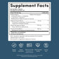 Supplement facts label with detailed ingredient information on a blue background