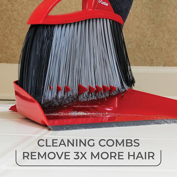 O-Cedar Pet Pro Broom with Step-On Dustpan – Dual Action Pet Hair Remover
