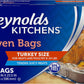 Reynolds Kitchens Turkey-Size Oven Bags – BPA-Free, Oven-Safe Up to 400 °F – 19″ × 23.5″ Bag Holds Up to 24 lb – Pack of 2
