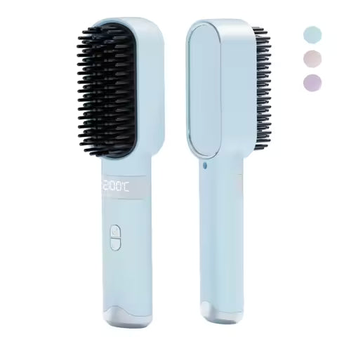 New Wireless Hair Straightener 140-200C° 3 Temp Settings Straight Hair Comb Type-C LCD Display Straightening Comb
