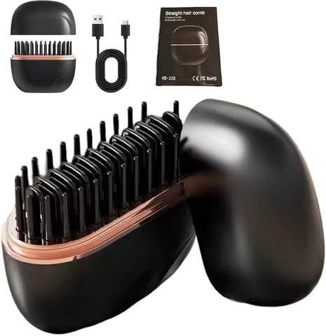 Mini Electric Heating Hair Straightener Brush Portable Hairdressing Tool Cordless Hair Straightener Comb Rechargeable