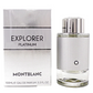 Montblanc Explorer Platinum perfume bottle and packaging on a white background
