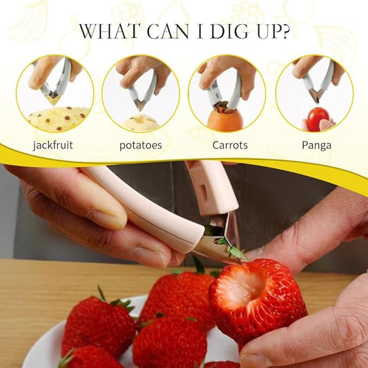 Multifunctional Pineapple Corer & Cutter + Stem Remover (2-Pack) – 2024 Premium Stainless Steel Slicer Peeler for Pineapple, Apple, Strawberry