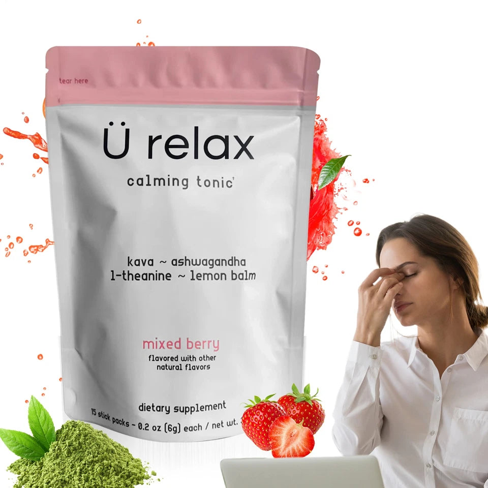U Relax Calming Tonic – 15 Packets Mixed Berry Flavor | Stress Relief & Mood Support Drink Mix