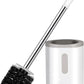 Compact Toilet Brush & Holder – Space-Saving Bathroom Cleaning Tool with Stainless Steel Handle, Drip-Proof Storage & Deep Cleaning Nylon Bristles (White & Grey)