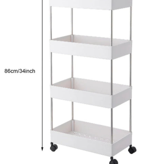Bookshelf Storage Trolley with Wheels – Multi-Layer Mobile Kitchen Organizer Cart for Bathroom, Snacks & Household Storage
