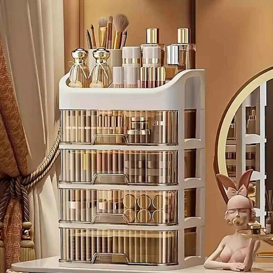 1/2/3/4 Layer Desktop Cosmetics Organizer – Dustproof Large Drawer Type Skin Care & Cosmetic Storage Cabinet