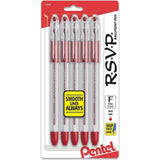 Pentel RSVP Ballpoint Pen 0.7 mm – Red Ink, Fine Line, Pack of 5