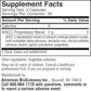 Supplement facts label for a product with AHCC proprietary blend on a white background